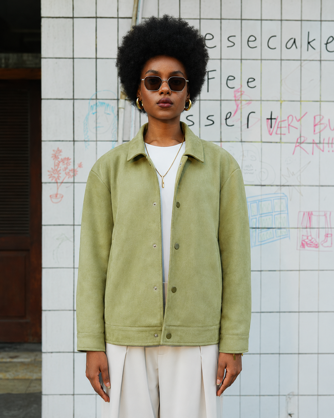 Suede Coach Jacket - Matcha