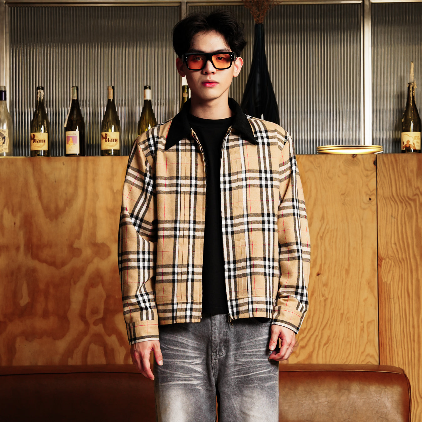 Milano Pleat Jacket -Vintage Camel Plaid