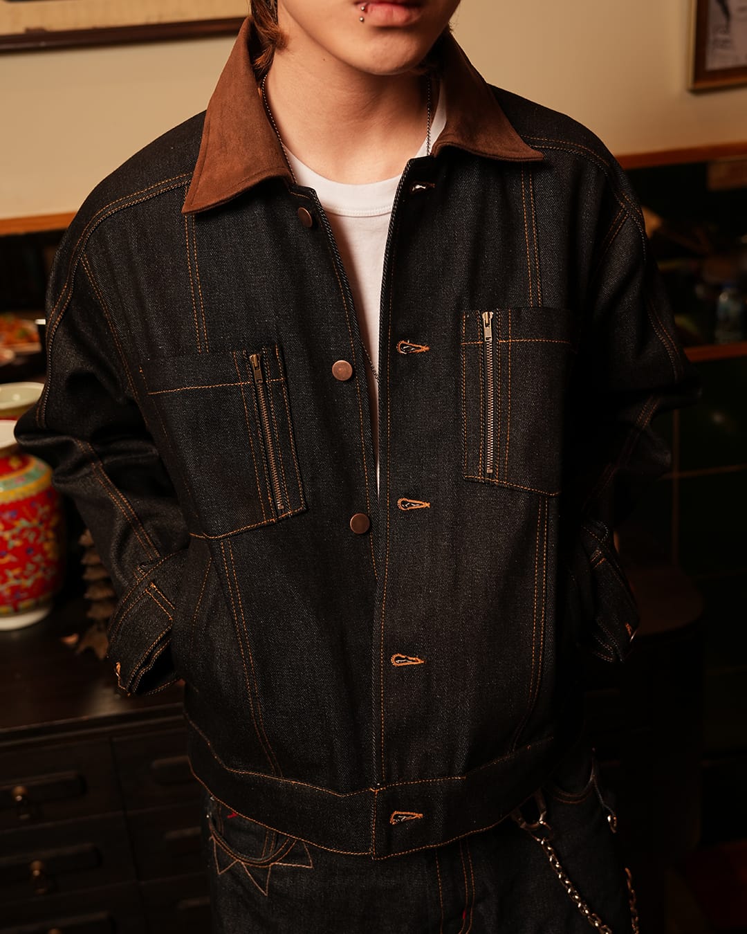 Denim Suede Rail Jacket