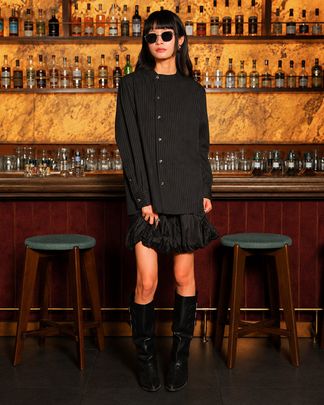 Nero Stripes Shirt - Black