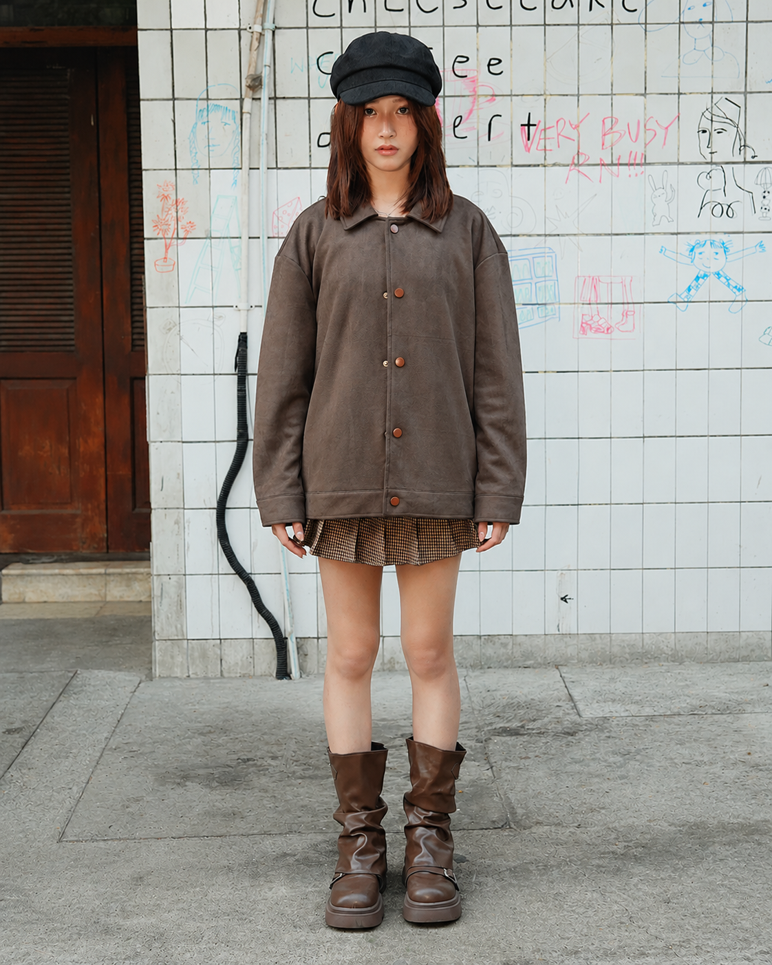 Suede Coach Jacket - Brown